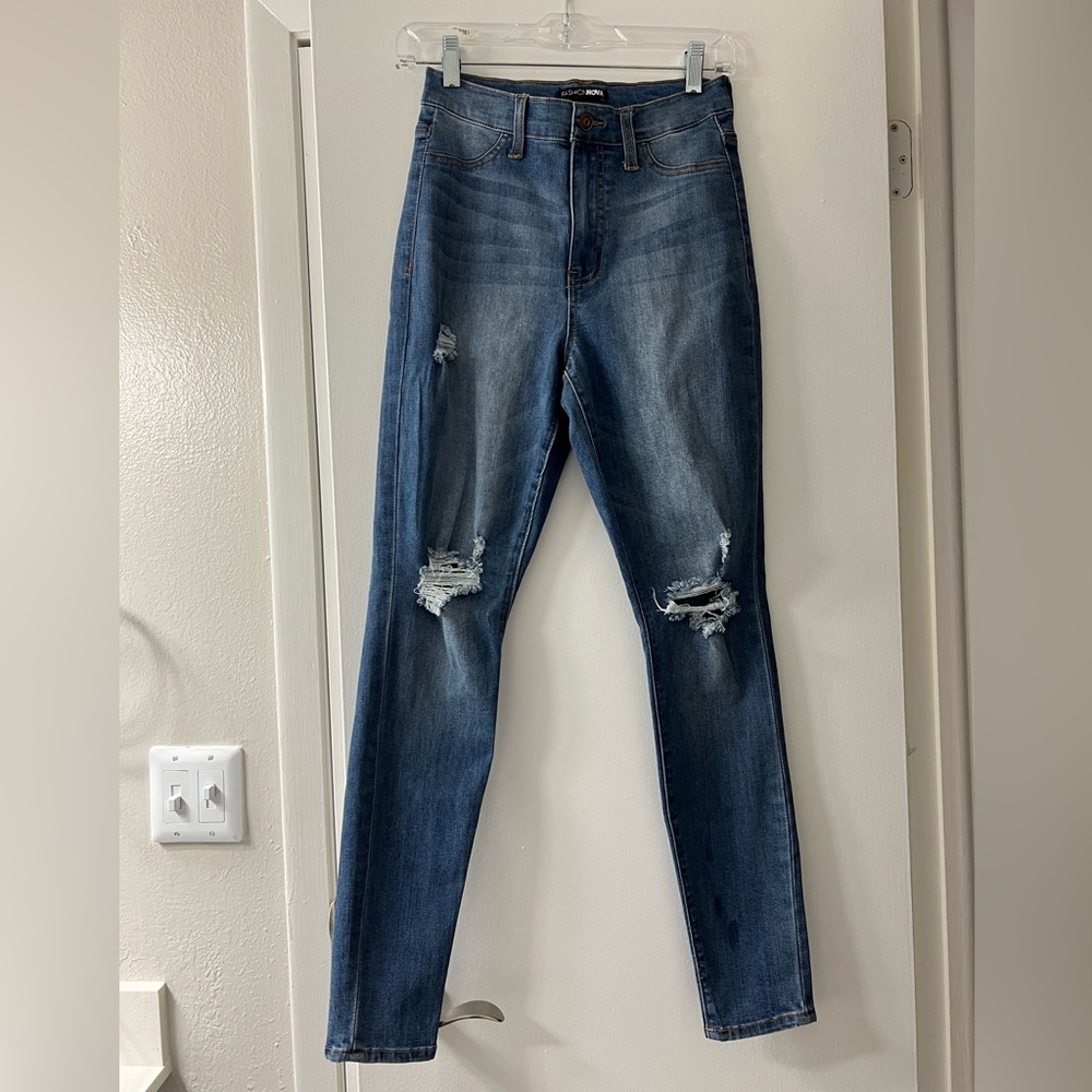 High waisted skinny jeans